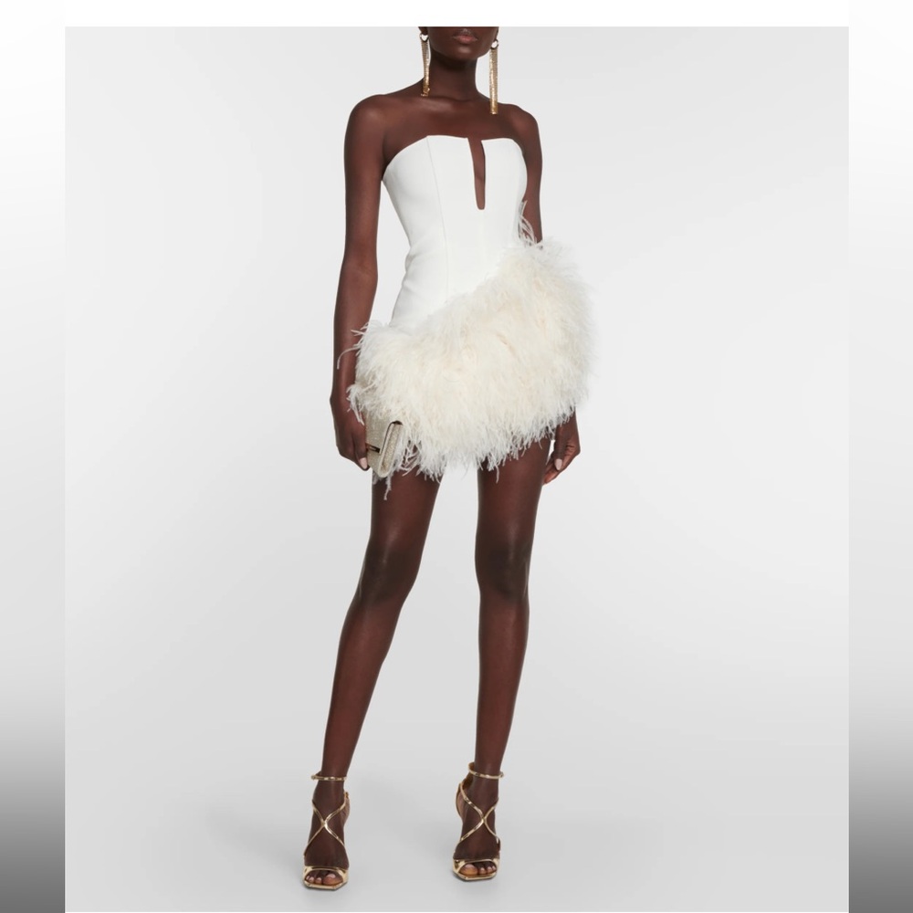 David Koma feather trimmed mini dress